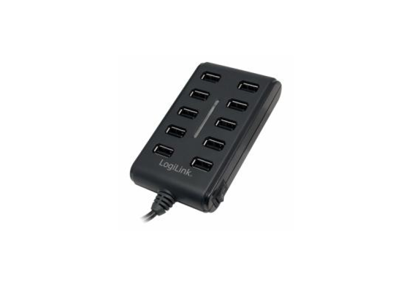 LogiLink® USB 2.0 HUB, 10-port, incl. 3,5A power, schwarz