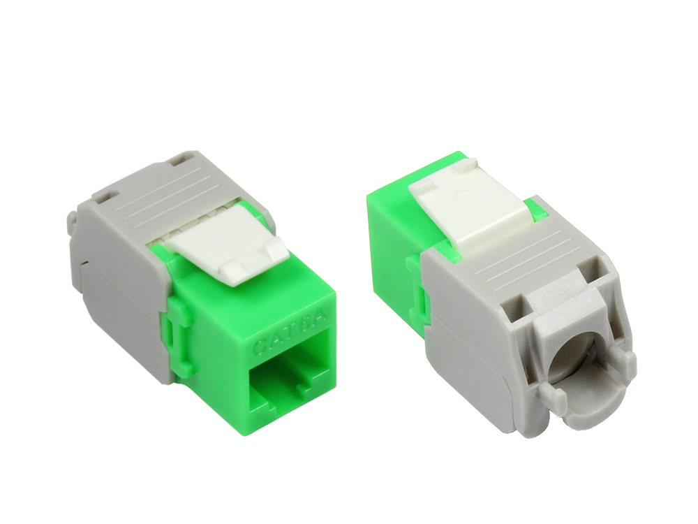 KeyStone RJ45 Jack, Cat. 6a, ungeschirmt, 500MHz, weiß/grün