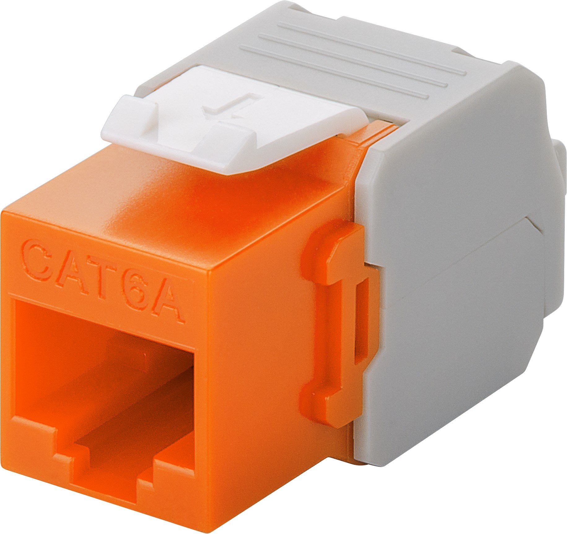 KeyStone RJ45 Jack, Cat. 6a, ungeschirmt, 500MHz, weiß/orange
