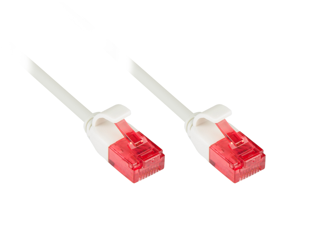 Patchkabel, Cat.6, U/UTP, SLIMLINE-KABEL, PVC, CU, 250MHz, grau, 0,25m, Good Connections®