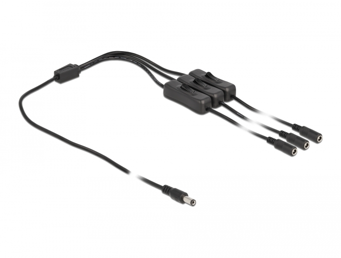 Kabel DC 5,5 x 2,1 mm Stecker zu 3 x DC Buchse mit Schalter 1 m, Delock® [86795]