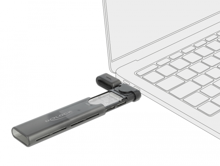 Externes USB Type-C™ Combo Gehäuse für M.2 NVMe PCIe oder SATA SSD - werkzeugfrei, Delock® [42635]