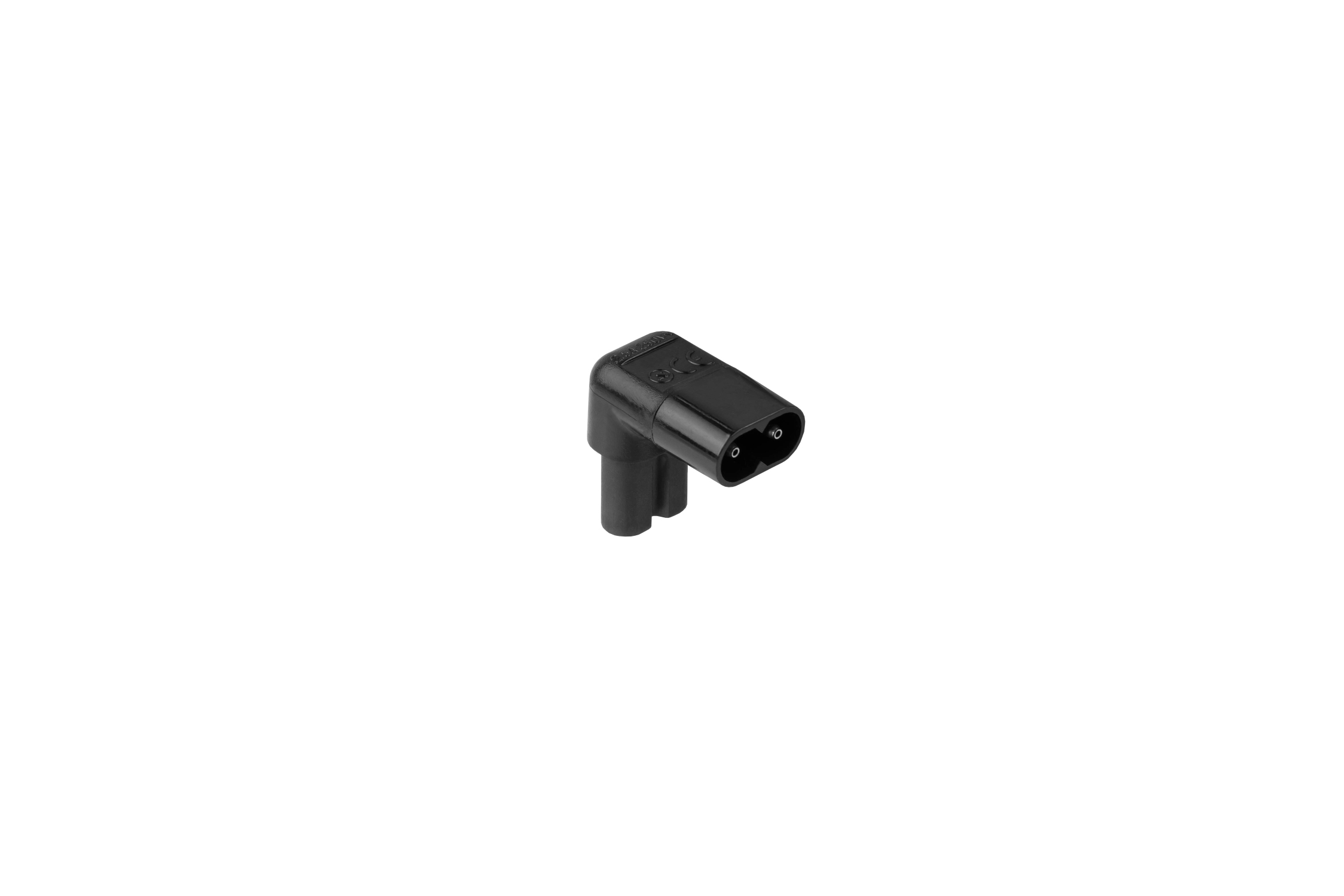 kabelmeister® Stromadapter Stecker C8 an C7/Euro 8 Buchse, oben/unten abgewinkelt, schwarz
