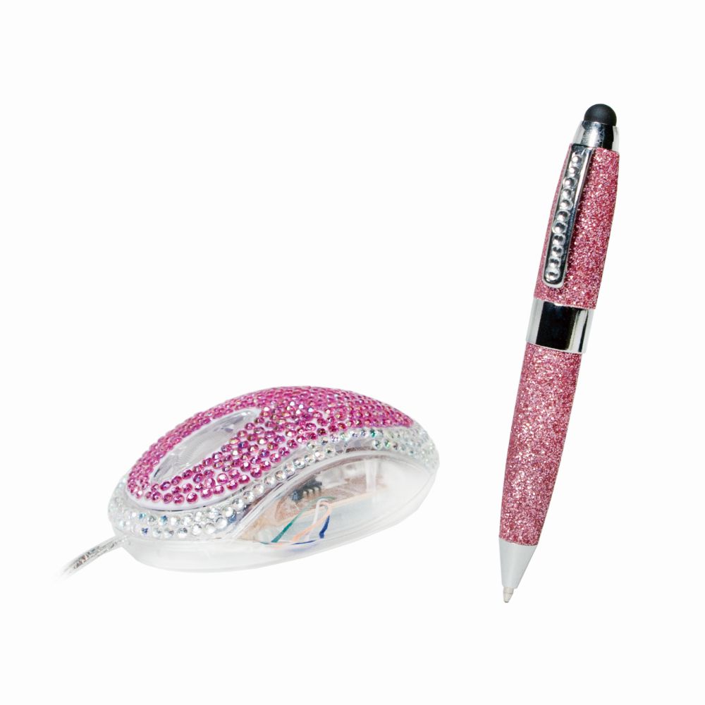 Designset aus Strassbesetzter Maus und Glitzerndem Touchpen, LogiLink® [ID0124]