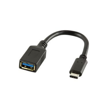 Adapterkabel USB 3.1 Gen1 C Stecker an USB 3.1 A Buchse, schwarz, 0,15m, LogiLink® [CU0098]