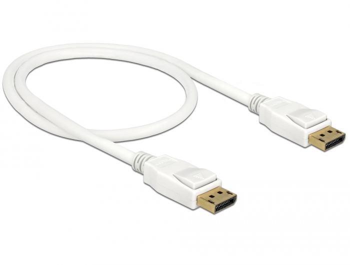 Kabel DisplayPort 1.2 Stecker an DisplayPort Stecker, 4K @60Hz, weiß, 0,5m, Delock® [85507]