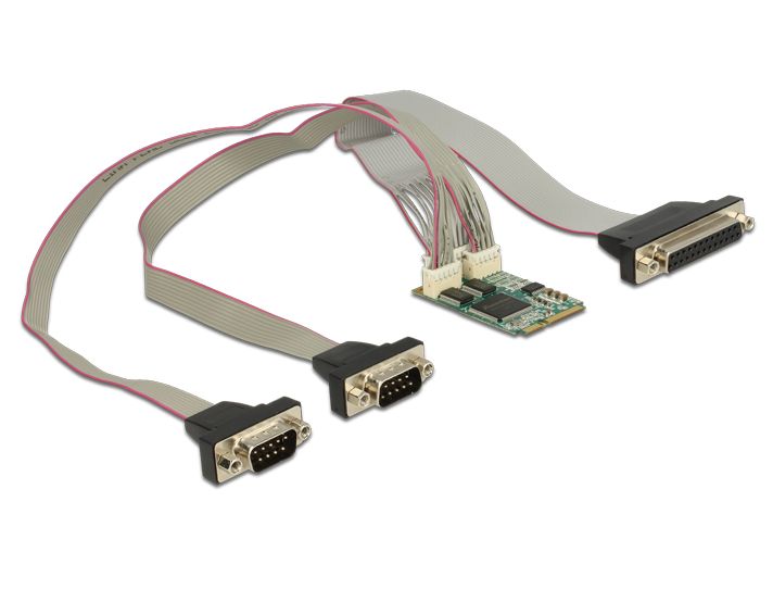 MiniPCI Express I/O PCIe full size RS-232 2x DB9 Stecker + Parallel 1 Port, Delock® [95246]