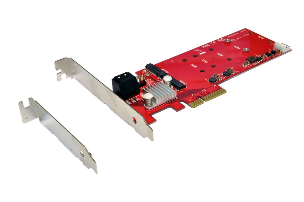 PCIe (x4) Controller RAID 0/1 Controller mit zwei M.2 NFGG Slots und SATA Anschlüssen, inkl. LP Bügel, Exsys® [EX-3670]