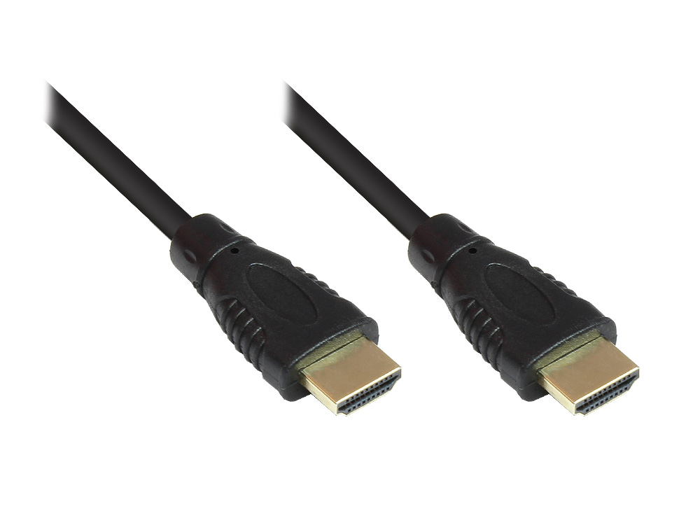 Anschlusskabel High-Speed-HDMI®-Kabel mit Ethernet, vergoldete Stecker, schwarz, 1,5m, Good Connections®