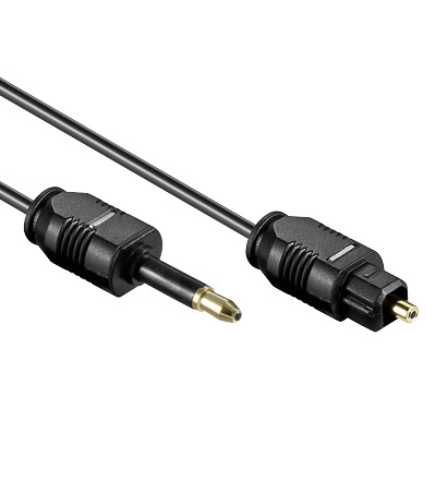 Anschlusskabel Toslink 3,5mm Mini Stecker an 3,5mm Mini Stecker, Ø 4mm, schwarz, 5m, Good Connections®