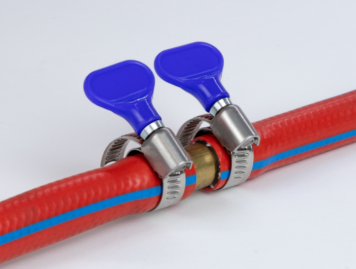 Schlauchschelle Edelstahl 400 SS mit Flügelmutter 25 - 40 mm 5 Stück blau, Delock® [19515]