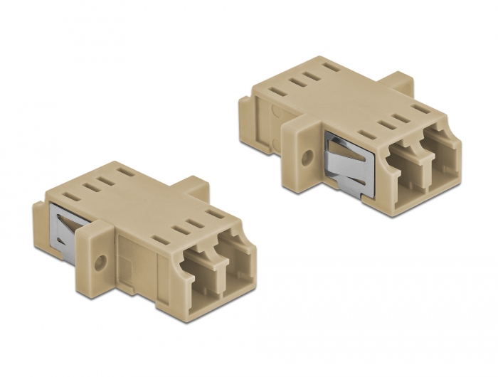 LWL Kupplung LC Duplex Buchse zu LC Duplex Buchse Multimode 2 Stück beige, Delock® [86535]