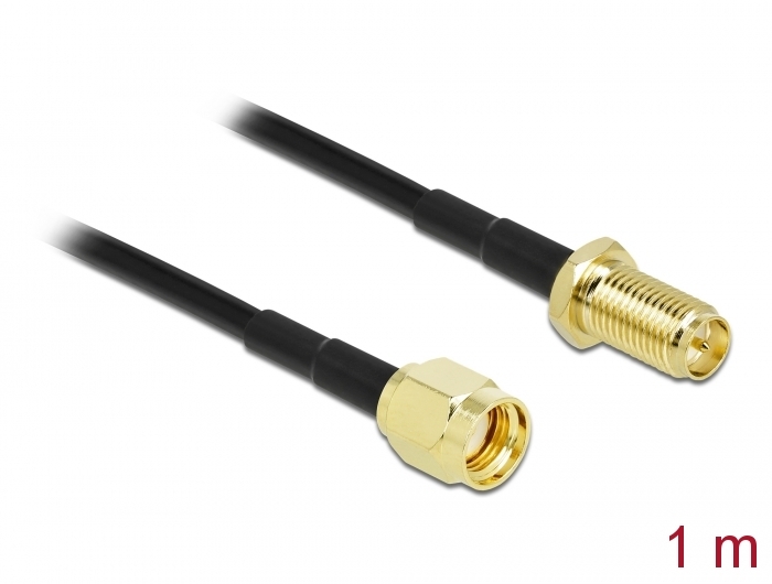 Antennenkabel RP-SMA Stecker zu RP-SMA Buchse LMR/CFD100 1 m low loss , Delock® [90443]