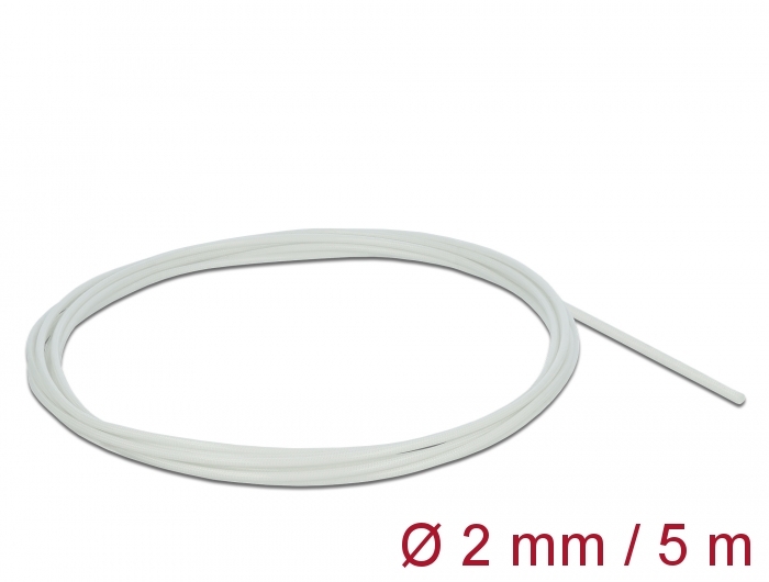 Schutzschlauch Glasfasergeflecht 5 m x 2 mm weiß, Delock® [18923]