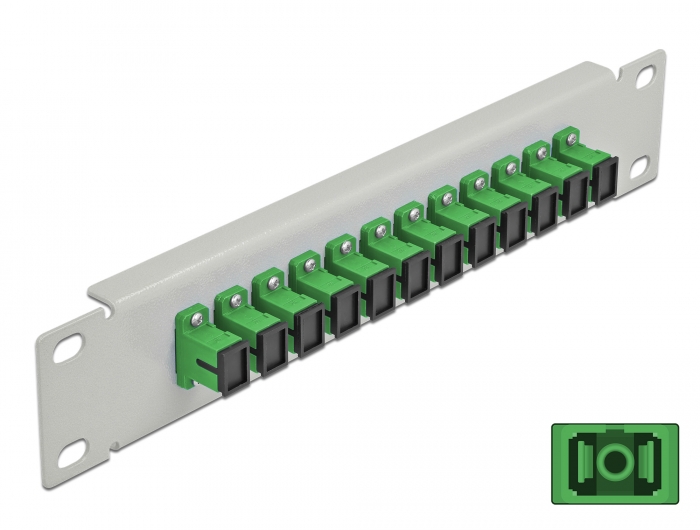 10" LWL Patchpanel 12 Port SC Simplex grün 1 HE grau, Delock® [66782]