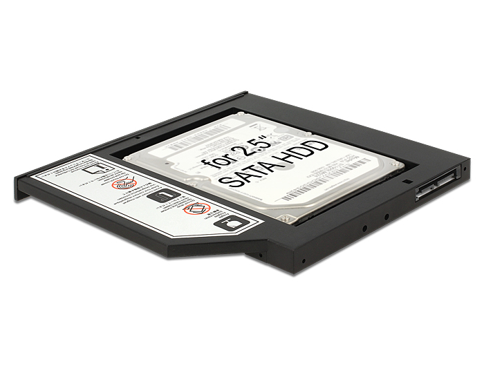 Slim SATA 5.25" Einbaurahmen für 1x 2.5" SATA HDD bis 9,5 mm, Delock® [62669]