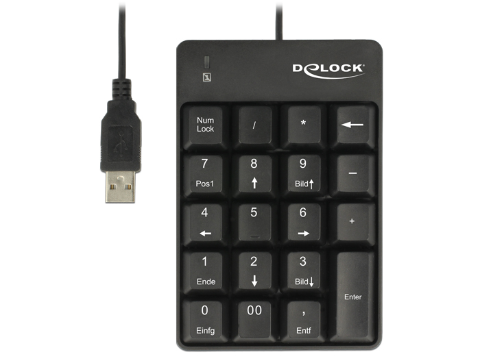USB Nummernblock 19 Tasten, schwarz, Delock® [12481]