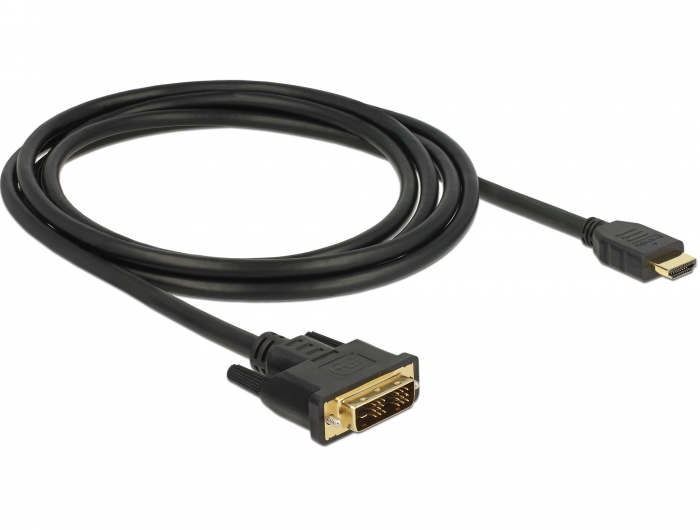 Kabel DVI 18+1 Stecker an HDMI-A Stecker, schwarz, 2m, Delock® [85584]
