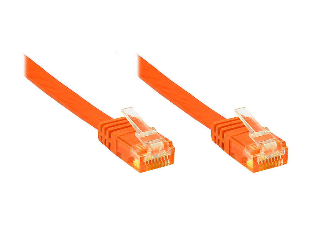 Patchkabel, Cat. 6, U/UTP, FLACHKABEL, orange, 1,5m, Good Connections®