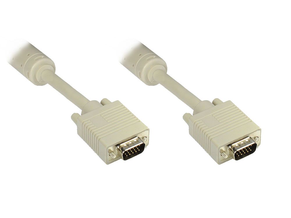 Anschlusskabel S-VGA Stecker an Stecker, grau, 5m, Good Connections®