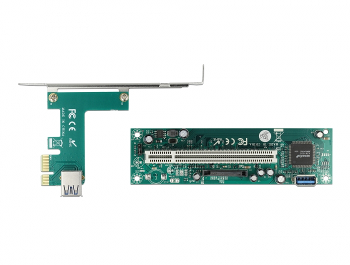 Riser Karte PCI Express x1 zu 1 x PCI 32 Bit Slot mit 60 cm Kabel, Delock® [90065]