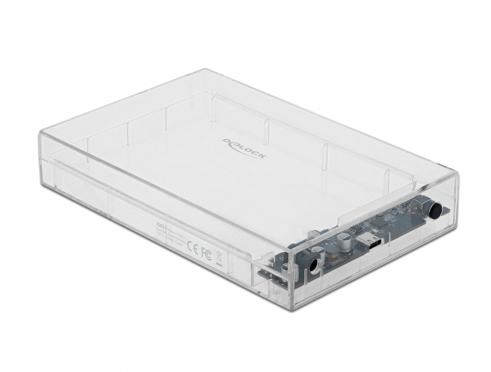 Externes Gehäuse für 3.5" SATA HDD mit USB Type-C™ Buchse transparent - werkzeugfrei , Delock® [42623]
