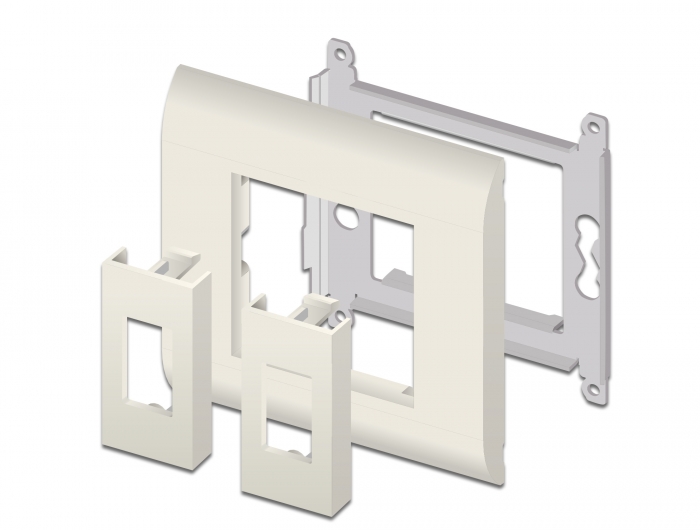 Easy 45 Modulblende Rechteck-Ausschnitt 12,5 x 21,5 mm, 45 x 22,5 mm 10 Stück weiß, Delock® [81302]