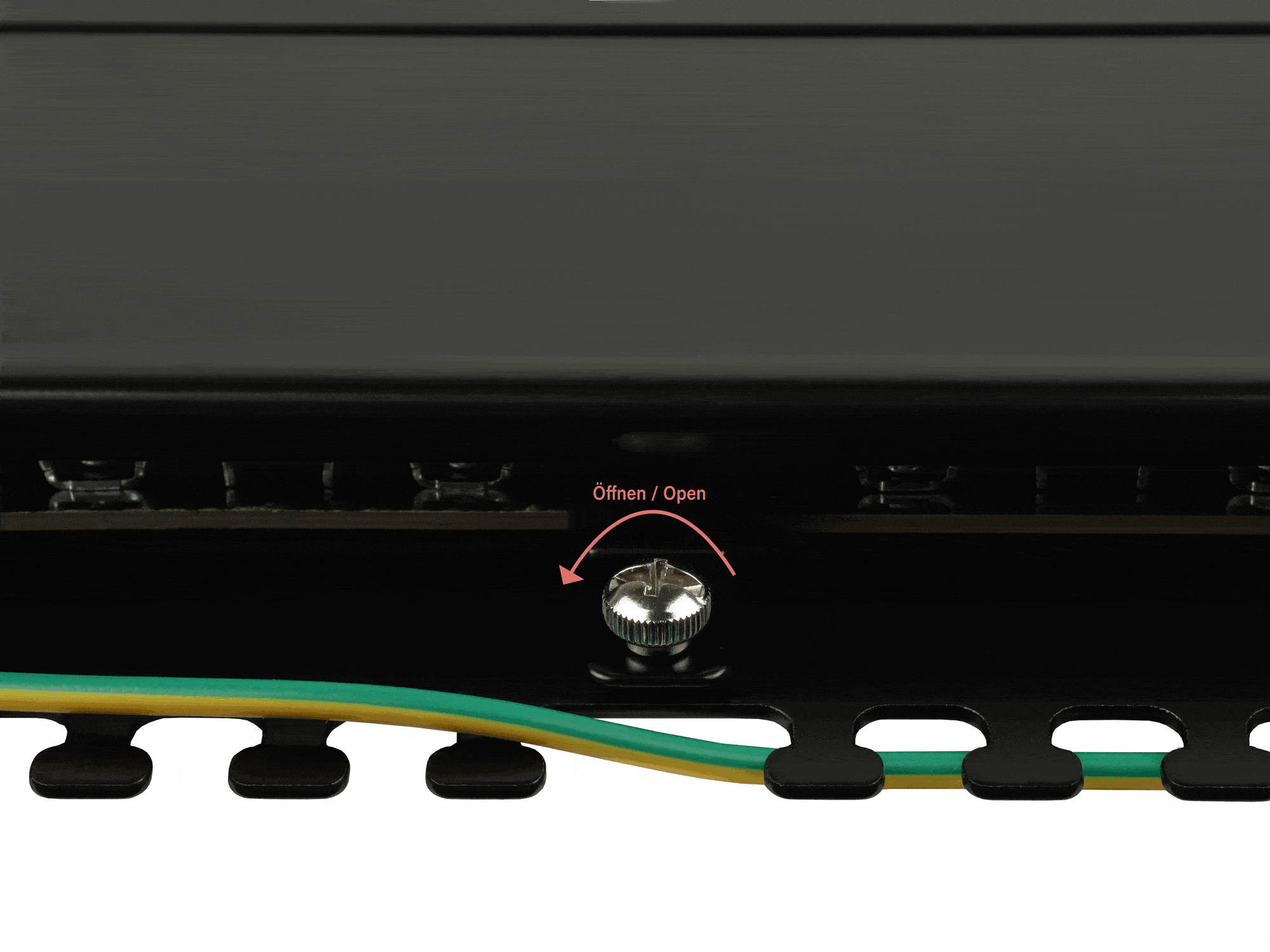 Patchpanel 19" Cat. 6, 24-Port, 1 HE, STP geschirmt, werkzeugloses Öffnen, Tiefschwarz (RAL9005), Good Connections®