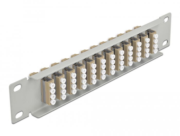 10" LWL Patchpanel 12 Port LC Quad beige 1 HE grau, Delock® [66798]