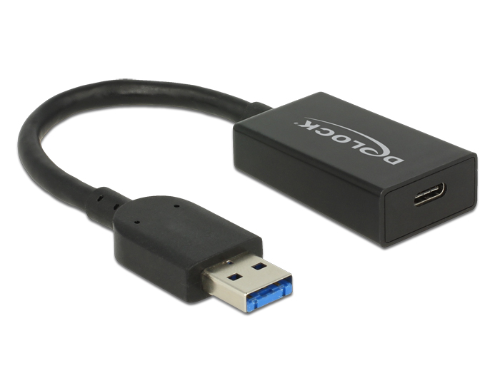 Konverter USB 3.1 Gen. 2 Typ-A Stecker an USB Type-C™ Buchse Aktiv schwarz 15 cm, Delock® [65698]