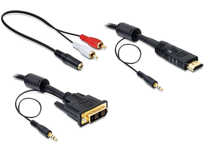 DVI 18+1-> HDMI Anschlusskabel mit Audio, 2m, Delock® [84455]