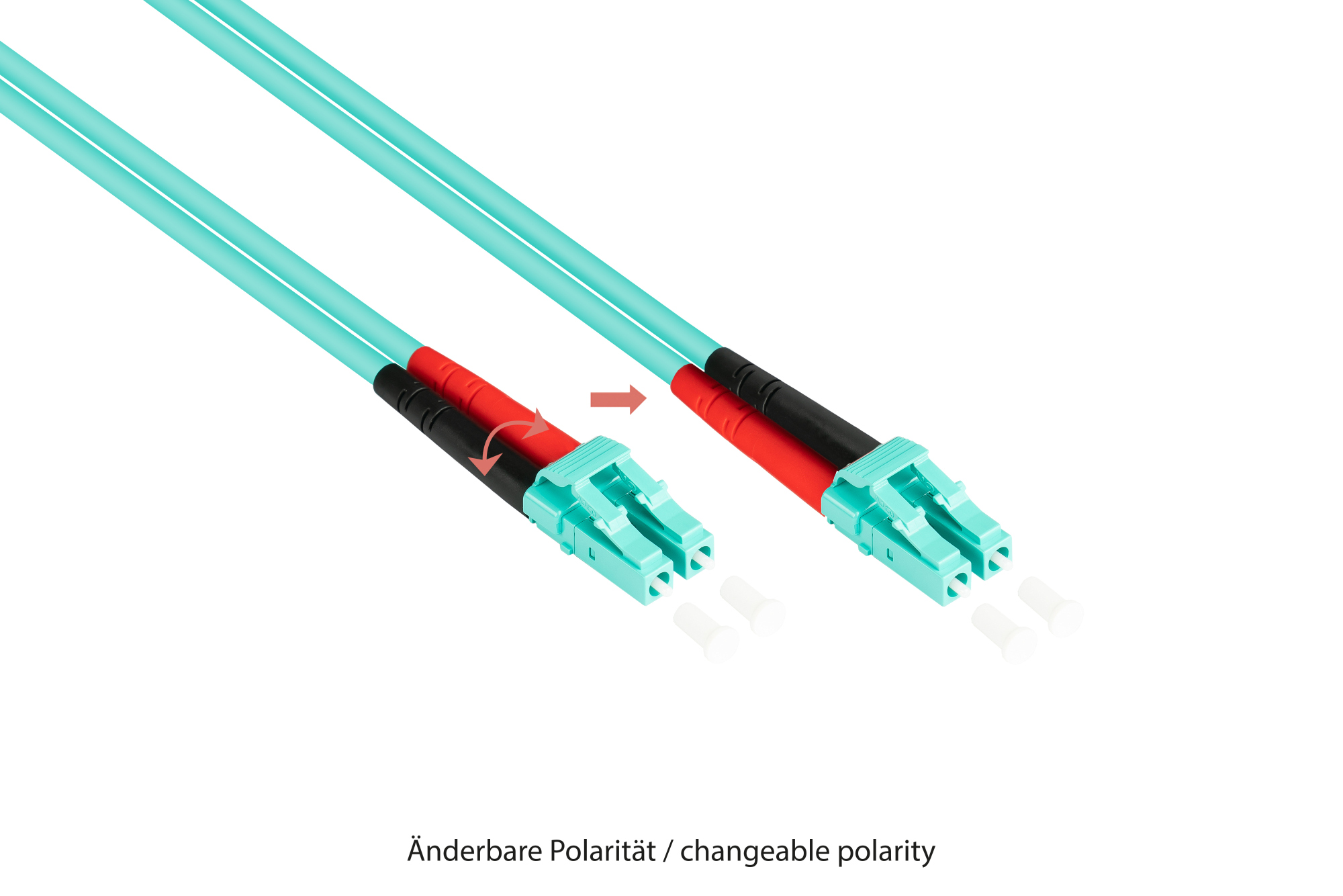 Patchkabel LWL Duplex OM3 (Multimode, 50/125) LC/ST, LSZH, austauschbare Polarität, 3m, Good Connections®