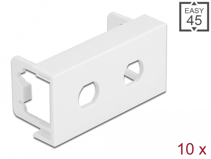Easy 45 Modulblende Loch-Ausschnitt 2 x M8 mit Verdrehschutz, 45 x 22,5 mm 10 Stück weiß, Delock® [81366]