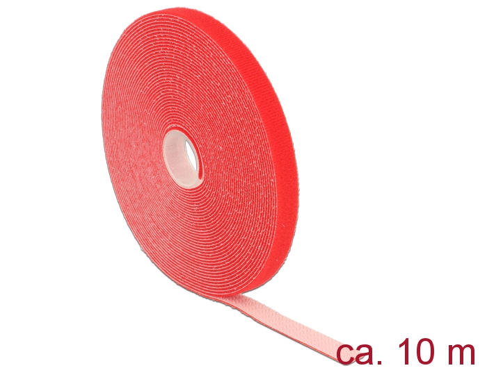 Klett-Kabelbinder L 10m x B 13mm, Rolle, rot, Delock® [18720]