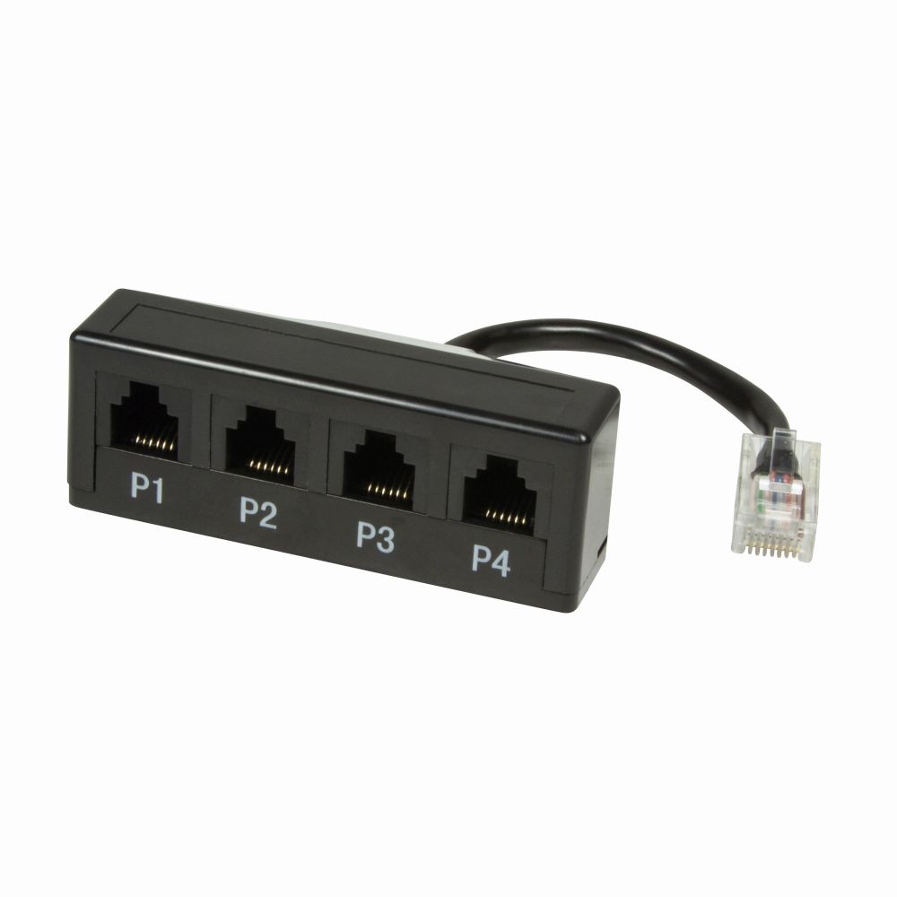Modular Adapter, 4-Port, 1x RJ45-Stecker an 4x RJ11-Buchse, LogiLink® [MP0036]