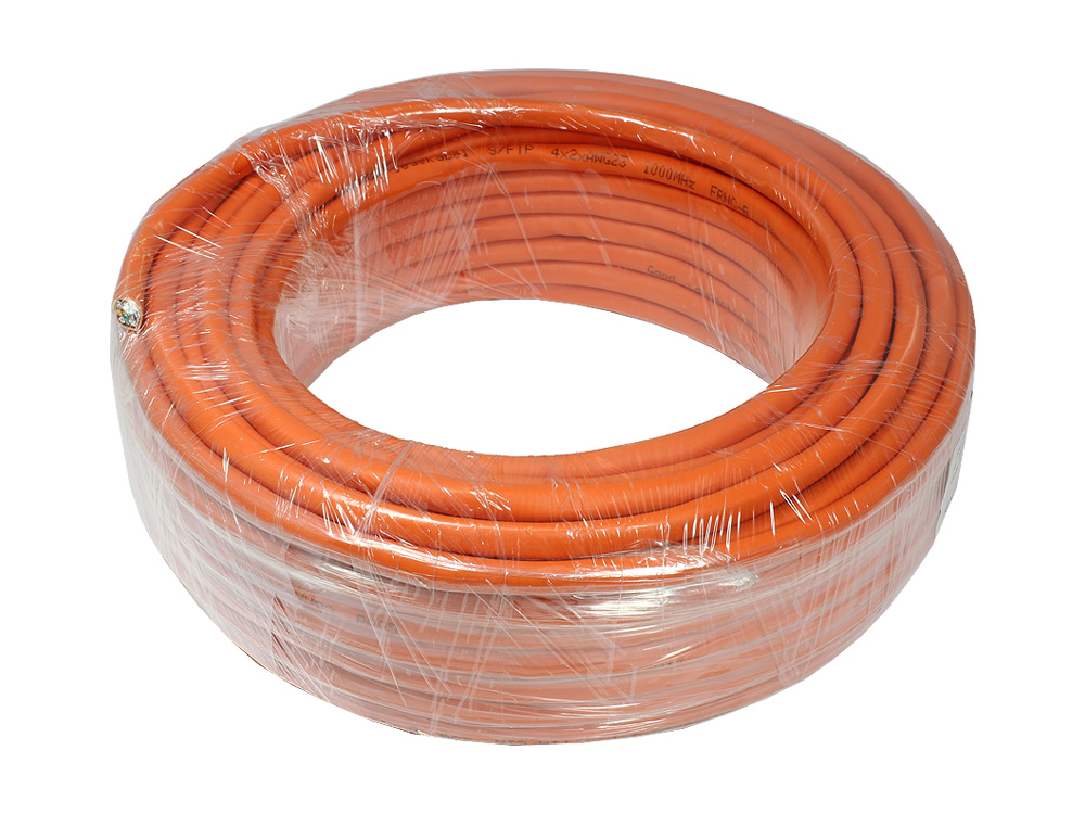 Verlegekabel Cat. 7 Simplex, S/FTP, PiMF, halogenfrei (LSZH), 1000MHz, AWG23/1, FRNC-B, ECA, orange, 25m, Good Connections®