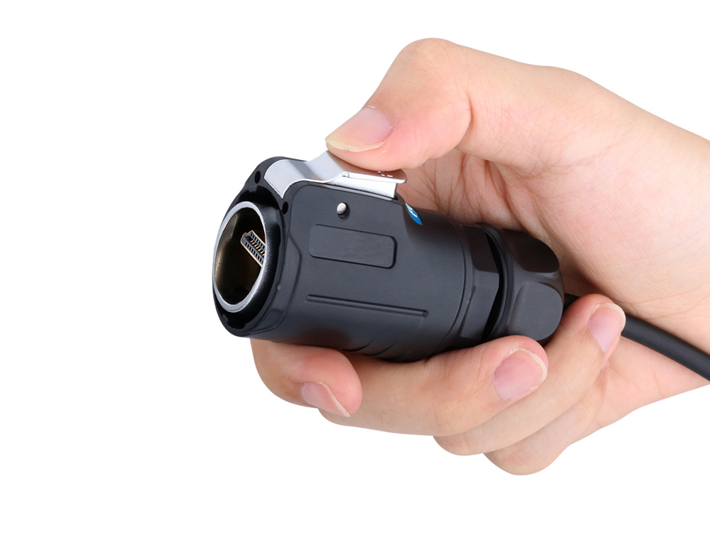 Industrie-Steckverbinder S1 - HDMI 2.0b Kabel, Stecker A mit Klick-Arretierung an Stecker A, M24, IP65/67, 1m, Good Connections®