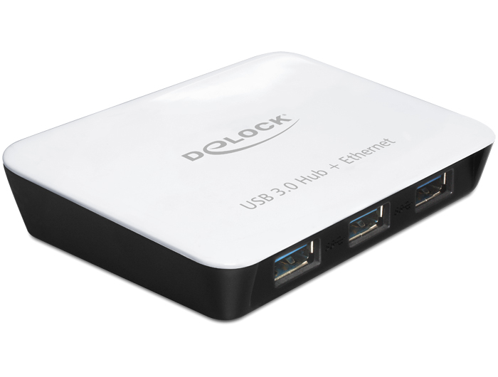 Hub, USB 3.0,  3 Port + 1 Port Gigabit LAN 10/100/1000 Mb/s, Delock® [62431]