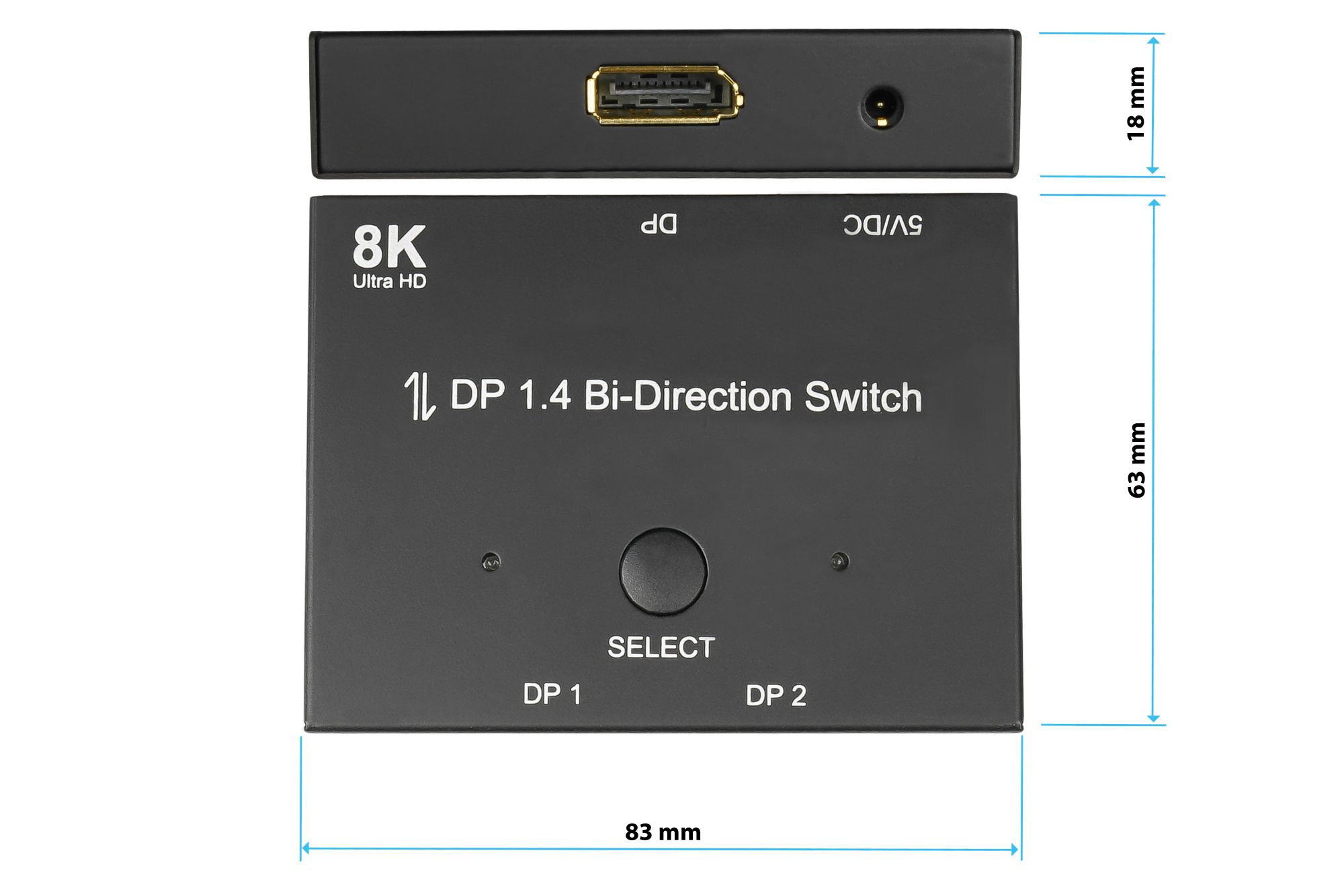 DisplayPort 1.4 Switch / Umschalter, 2-fach, bidirektional, 8K @30Hz, Good Connections®