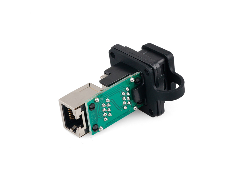 Industrie-Steckverbinder S6 - RJ45 Durchführungskupplung mit PCB-Platine / Leiterplatte, RJ45 Buchse beidseitig, Good Connections®