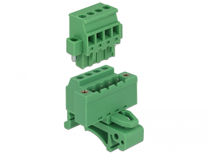 Terminalblock Set für Hutschienen 4 Pin mit Schraubverriegelung, Delock® [65936]