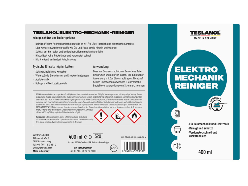 Teslanol® Elektro-Mechanik-Reinigerspray, 400 ml