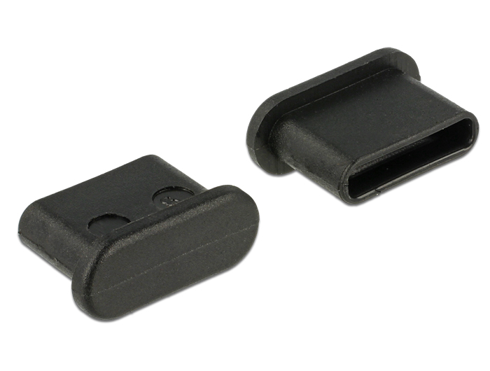 Staubschutz für USB Type-C Buchse, ohne Griff, 10 Stück, schwarz, Delock® [64014]