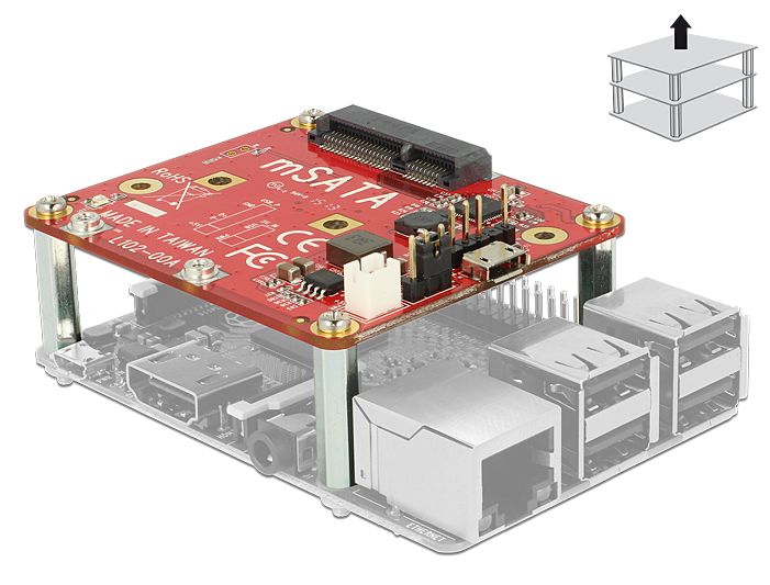 Konverter Raspberry Pi USB 2.0 an mSATA, Delock® [62648]