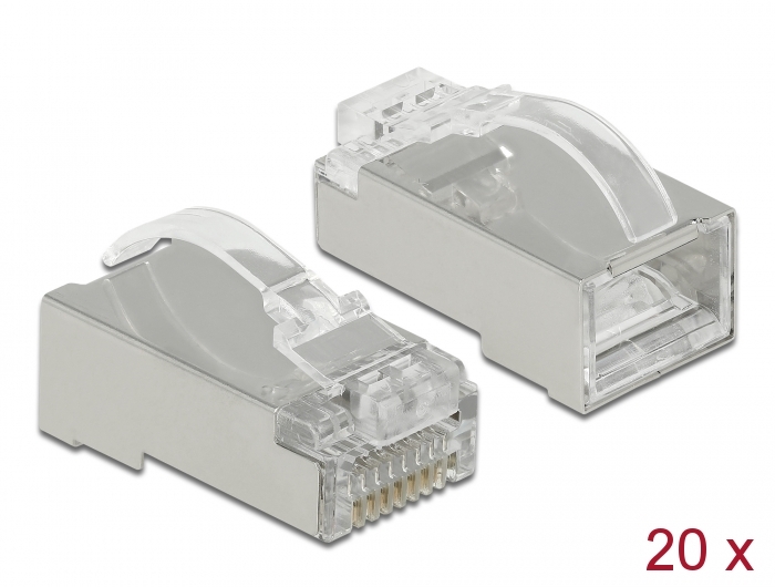 RJ45 Crimp+Cut+Curve Stecker Cat.6 STP 20 Stück, Delock® [86474]