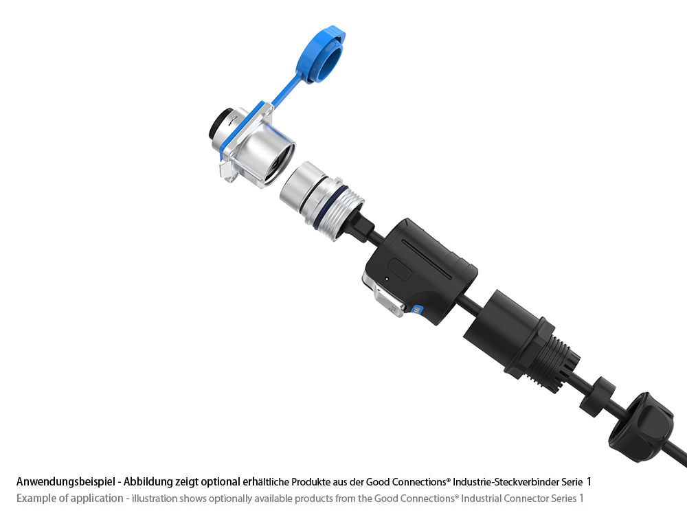 Industrie-Steckverbinder S1 - HDMI 2.0b Kabel, Stecker A mit Klick-Arretierung an Stecker A, M24, IP65/67, 1m, Good Connections®