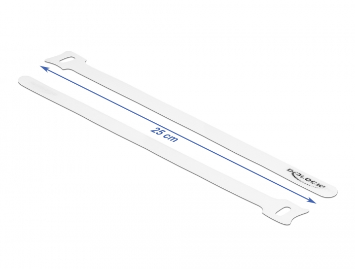 Klett-Kabelbinder L 250 x B 12 mm weiß 10 Stück, Delock® [19523]