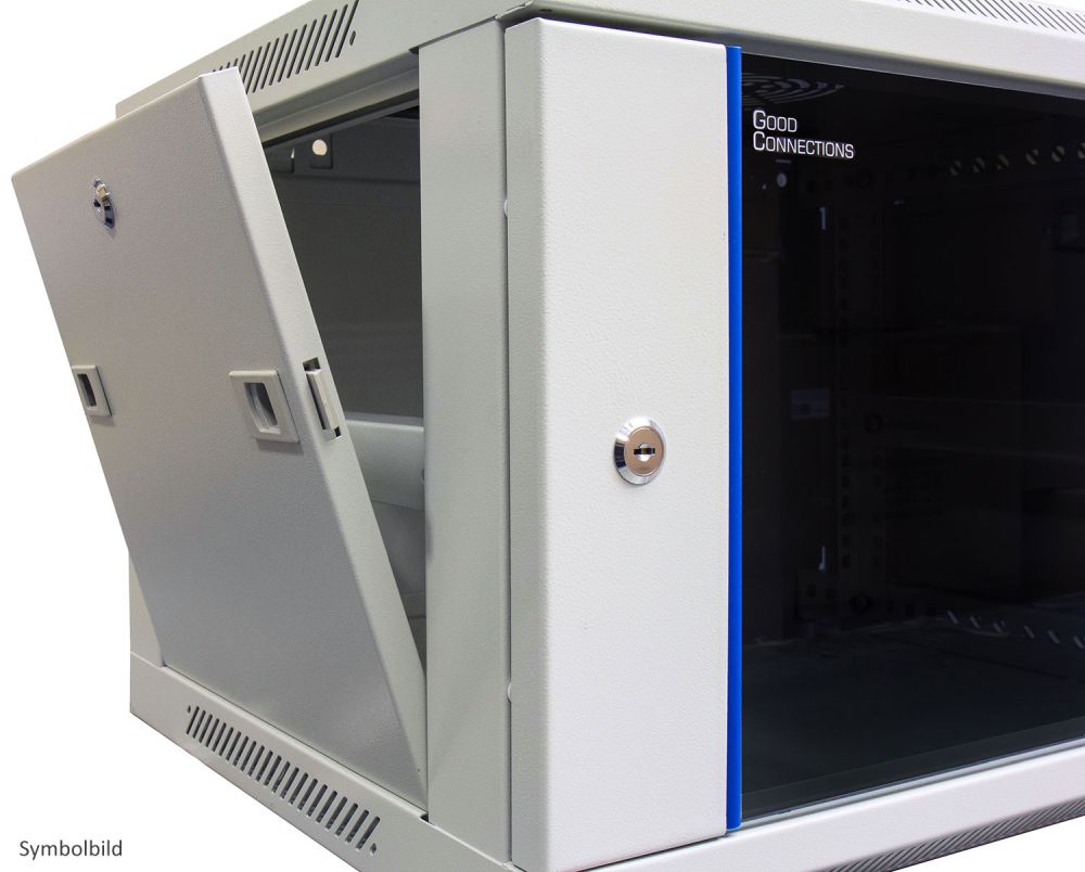 19" Wandgehäuse, 4HE, lichtgrau (RAL7035) 600x450 mm, fertig montiert, Good Connections®