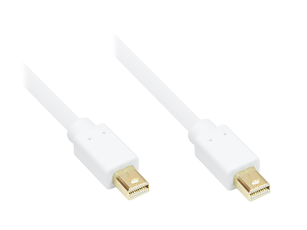 Anschlusskabel Mini DisplayPort 1.2, Stecker beidseitig, vergoldet, weiß, 0,5m, Good Connections®