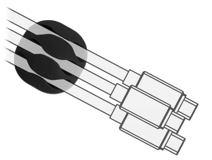Kabelhalter mit 3 Durchführungen selbstklebend Set 6 Stück schwarz / weiß, Delock® [18346]